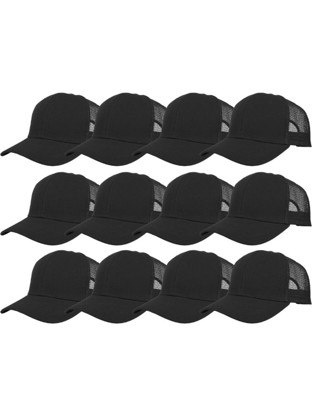 12-Pack Structured Mesh Trucker Hats - Stylish Baseball Caps for All Occasions
